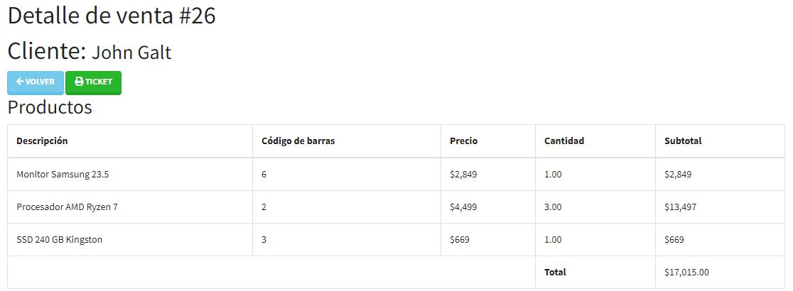 Detalle de venta con cliente - POS Laravel