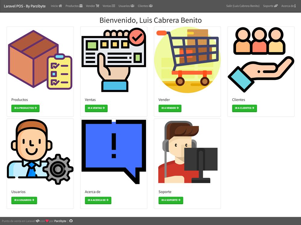 Inicio - Punto de venta con Laravel - usuarios y clientes