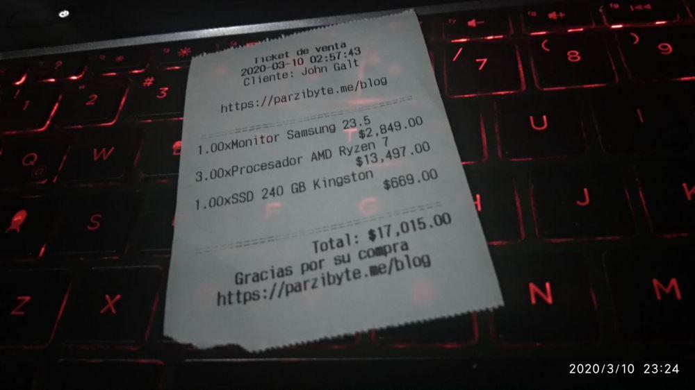 Ticket de venta con nombre de cliente