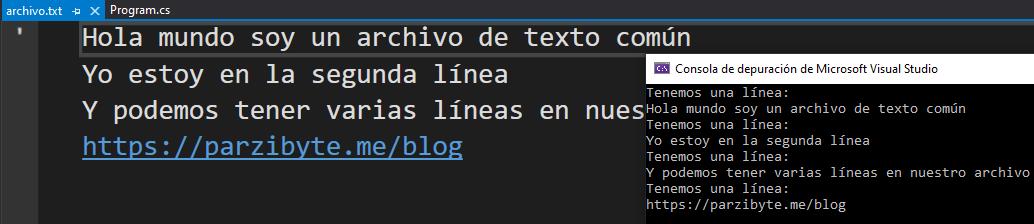 Leer archivo de texto con C# en Visual Studio