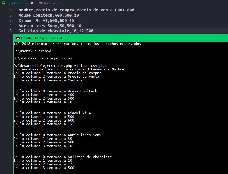 Leer archivo CSV con PHP