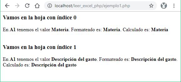 Leer celda de documento de Excel por coordenadas usando PHP