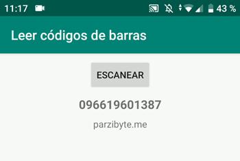 Código de barras leído con Android y ZXing