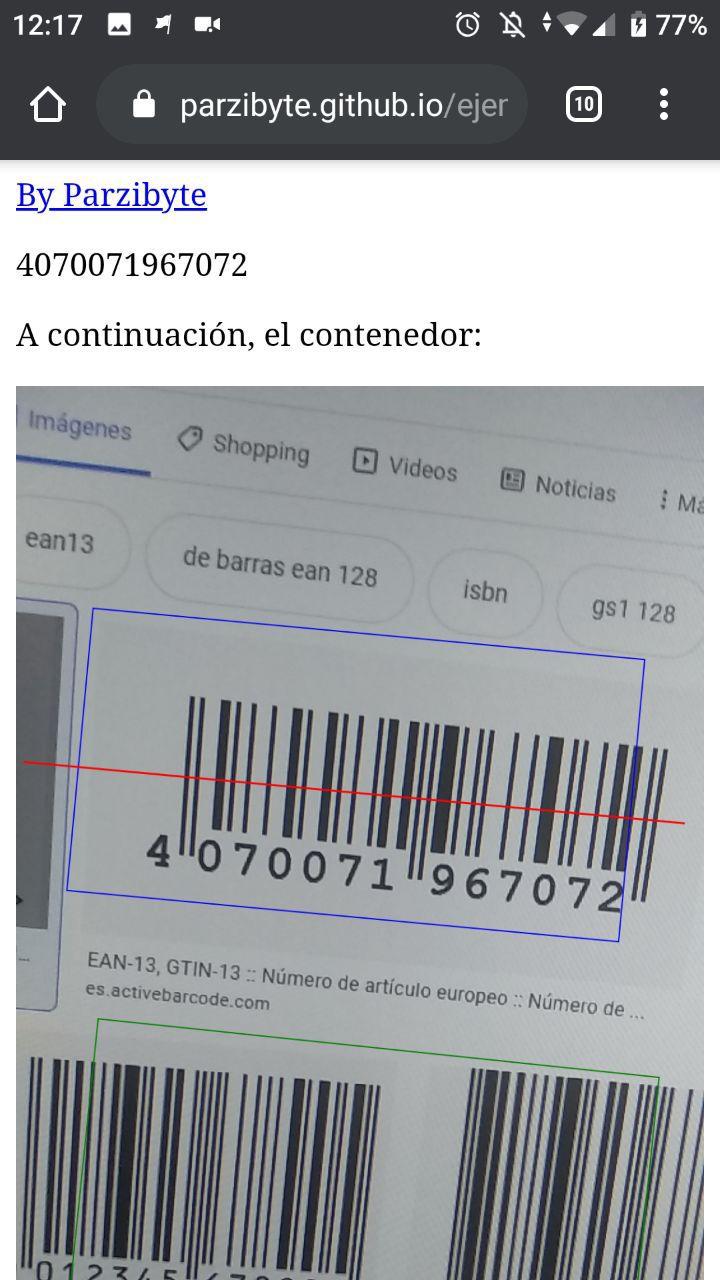 Lectura de Código de barras con dibujo en canvas - JavaScript con QuaggaJs