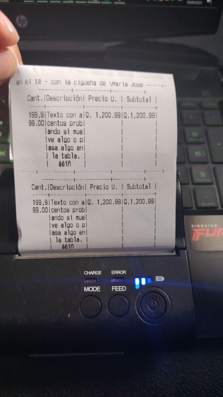 Demostración de que un ticket de 80mm permite hasta 41 letras por línea