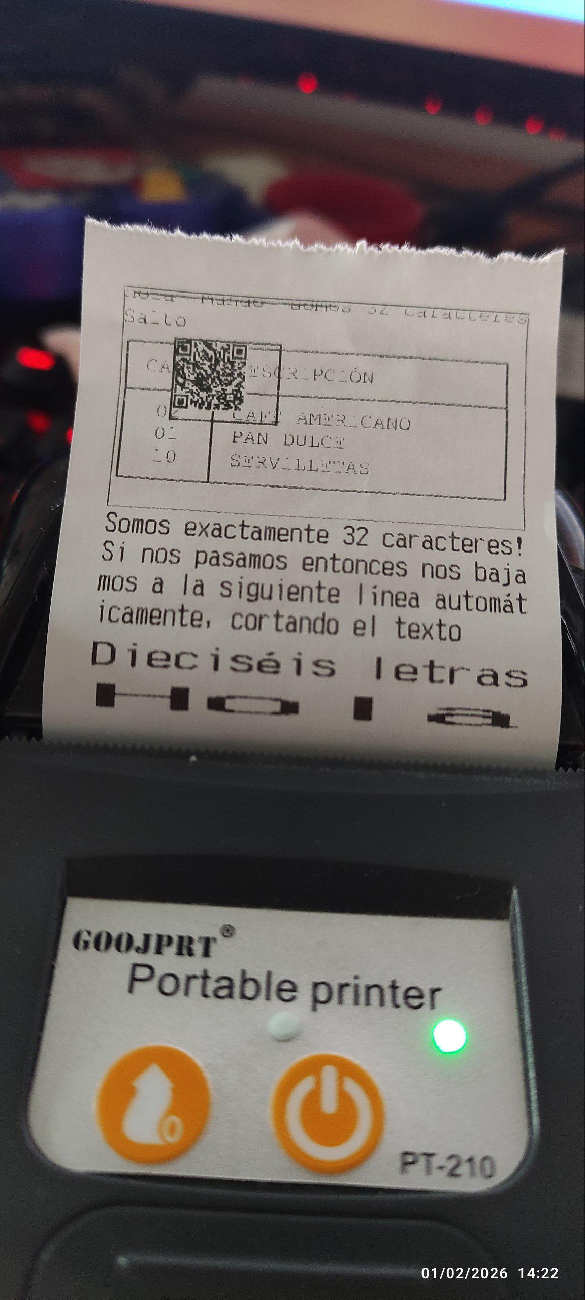 Recibo impreso en impresora térmica. Se aprecia una imagen