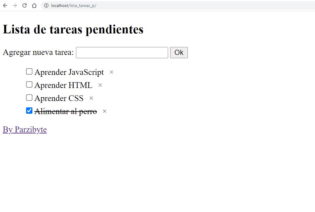 Lista de tareas pendientes con JavaScript