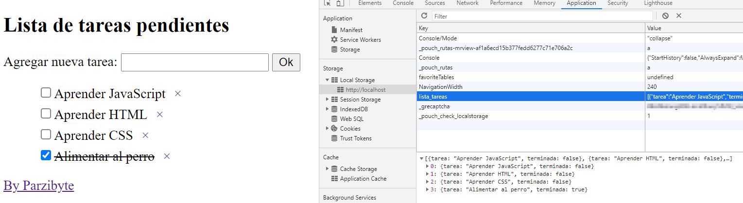 Lista de tareas (to do list) en localstorage con JS