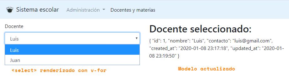 Elemento select con Vue.js y v-for