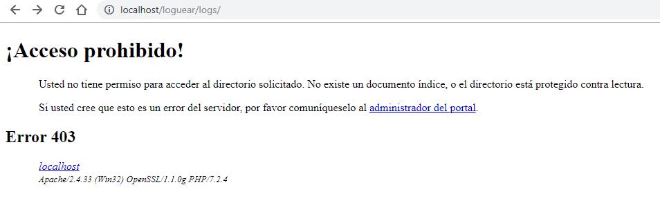 Acesso prohibido a logs creados con PHP