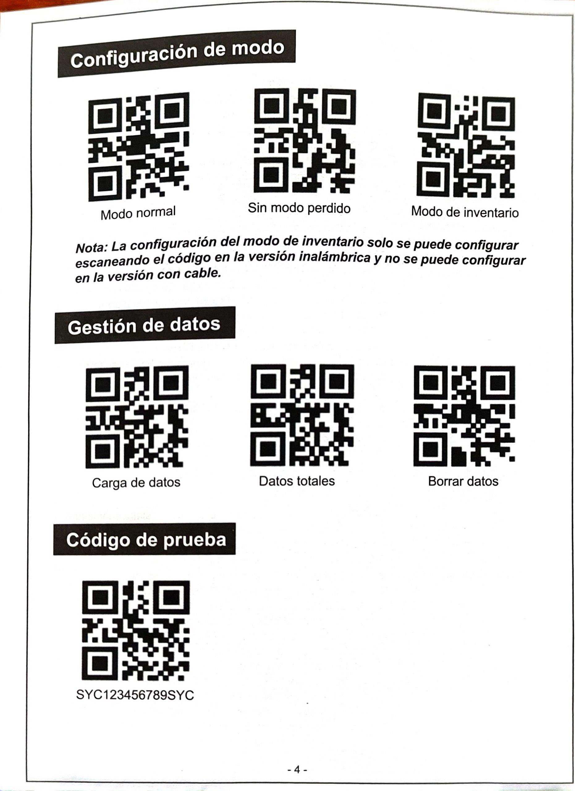 Manual escáner código de barras E307 página 4