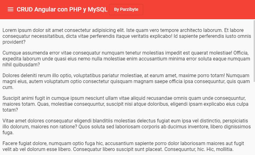Demostrando uso de menú de navegación con material design usando Angular