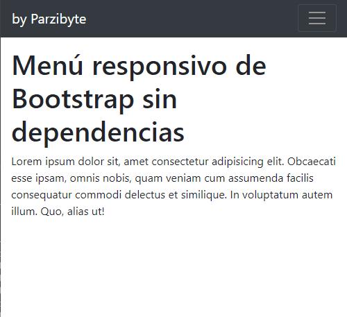 Menú responsivo Bootstrap sin jQuery