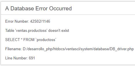Error en modo desarrollo