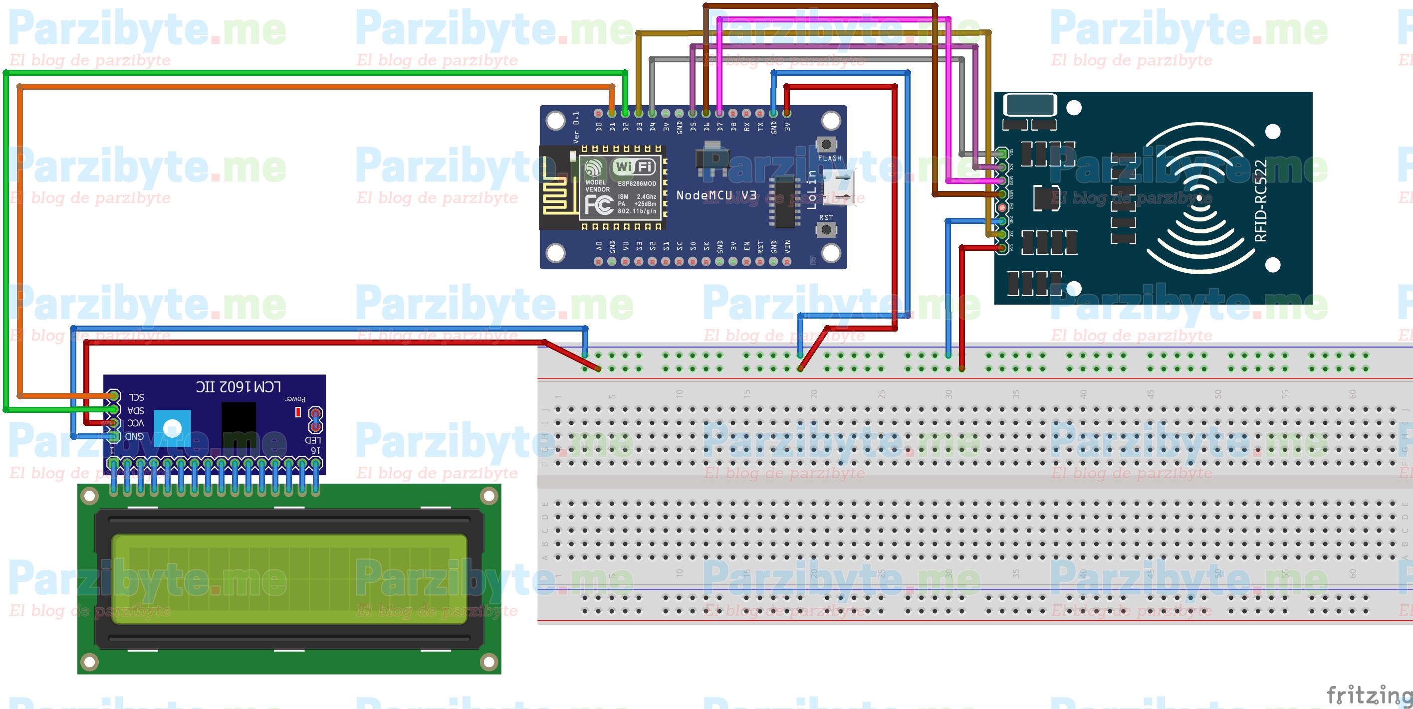 Circuito para monedero electrónico RFID y ESP8266