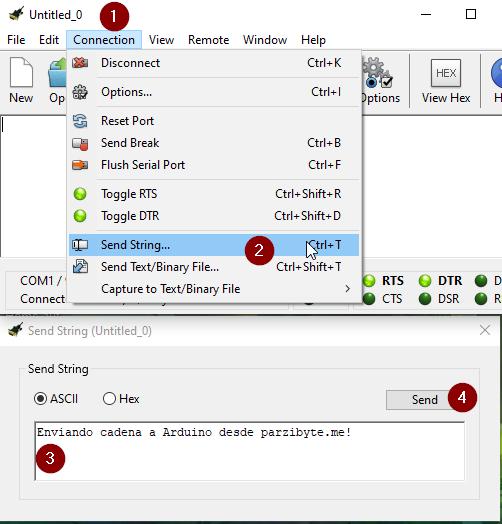 Enviar datos por Serial a Arduino usando CoolTerm