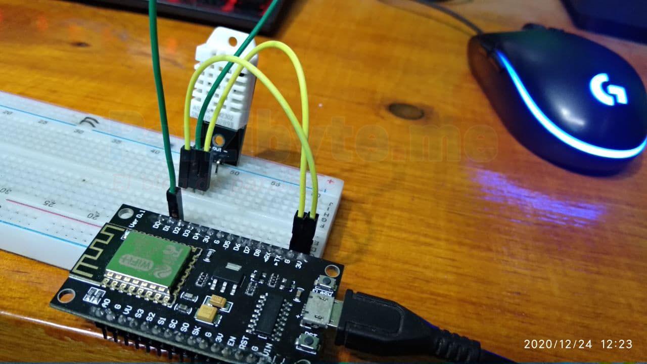 ESP8266 con DHT22 - Circuito físico con breadboard
