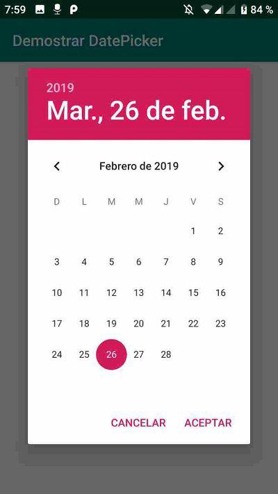 DatePicker activo en Android - Seleccionar fecha