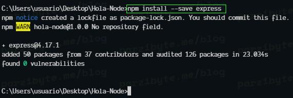 2 - Instalar express