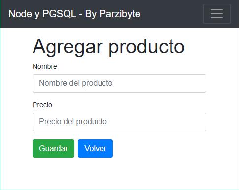 Insertar producto en base de datos de PostgreSQL