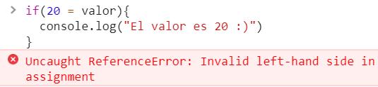 Error de asignación en JavaScript que puede ser resuelto con Notación Yoda