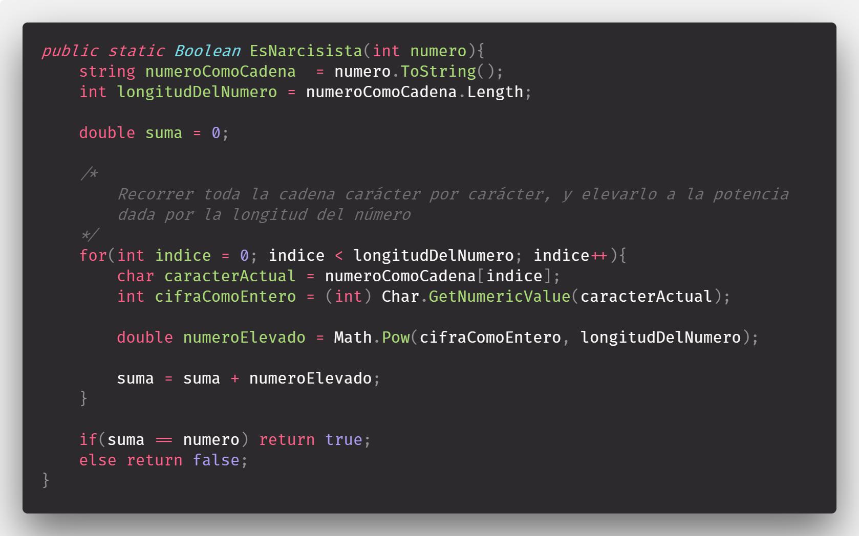 Número narcisista en C#