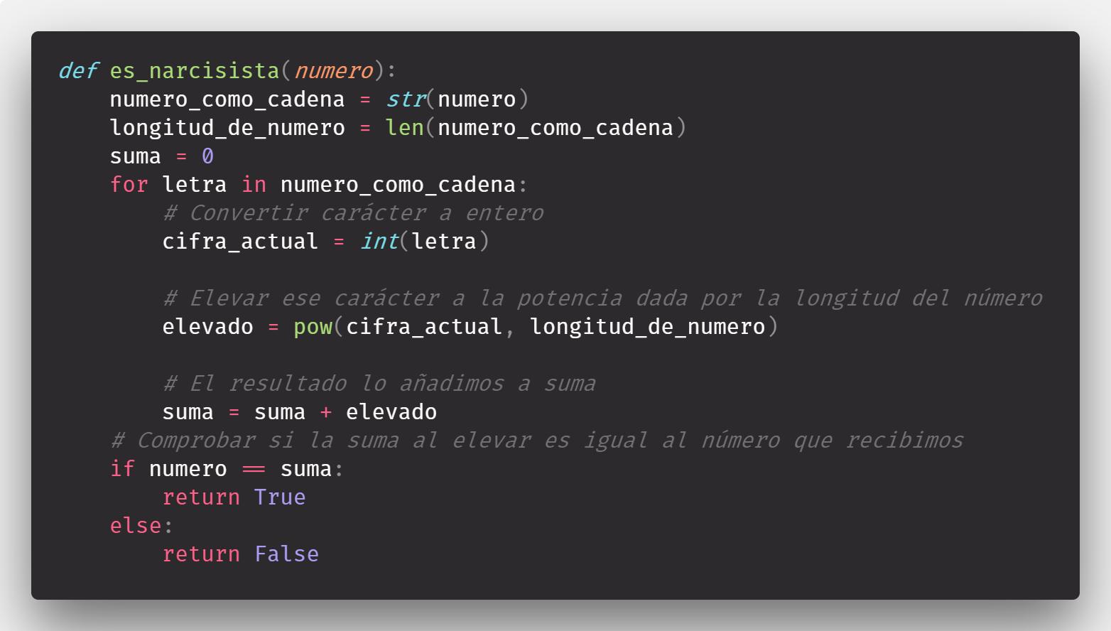 Número narcisista en Python