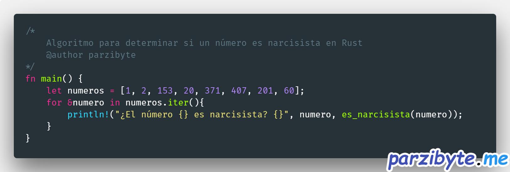 Narcisista en el lenguaje de programación Rust