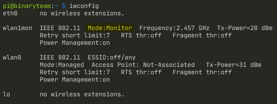 Verificar modo monitor en wlan con iwconfig