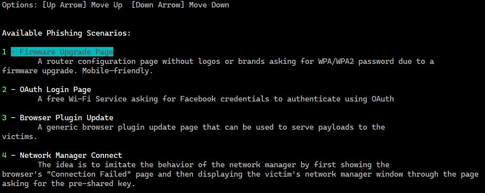 Seleccionar escenario de phishing para atacar