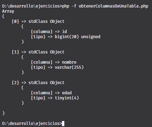 Obtener columnas de una tabla de una base de datos con MySQL, PHP y PDO