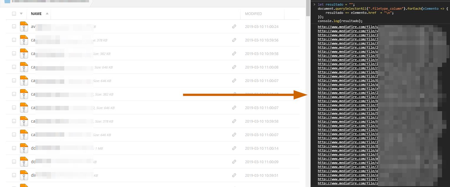 Obtener enlaces de folder de Mediafire con script