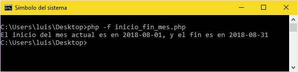Obtener fecha de inicio y fin de mes en PHP