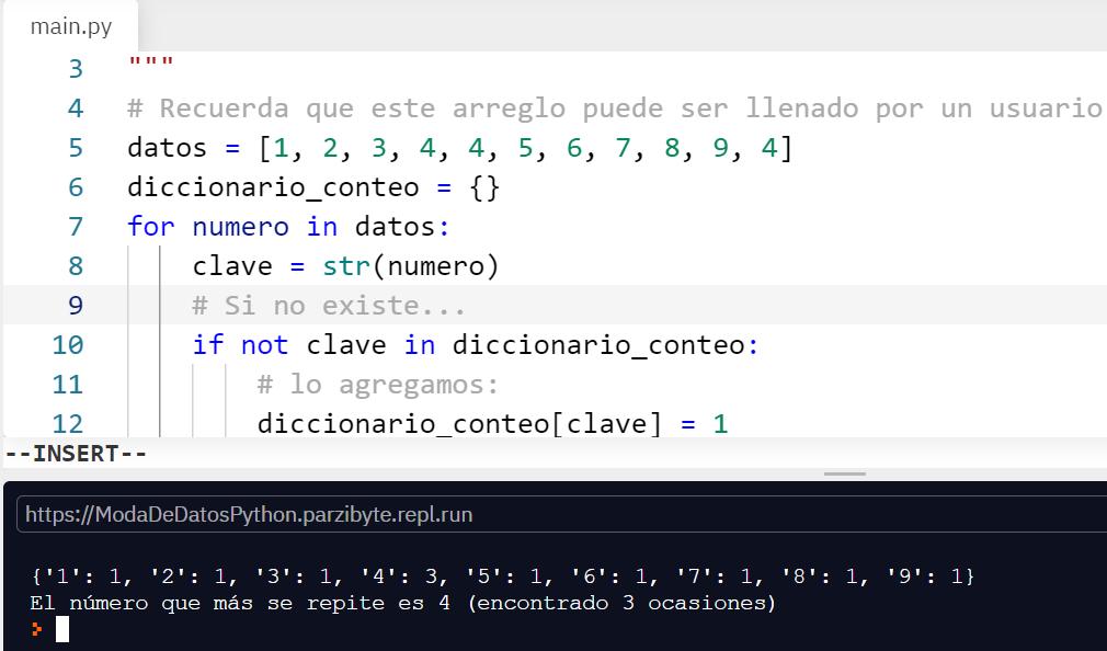 Moda de datos con Python