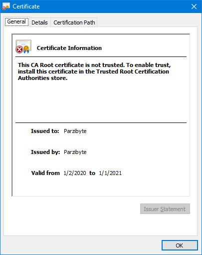 Información del certificado https