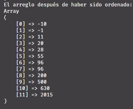 Ordenar arreglo numéricamente
