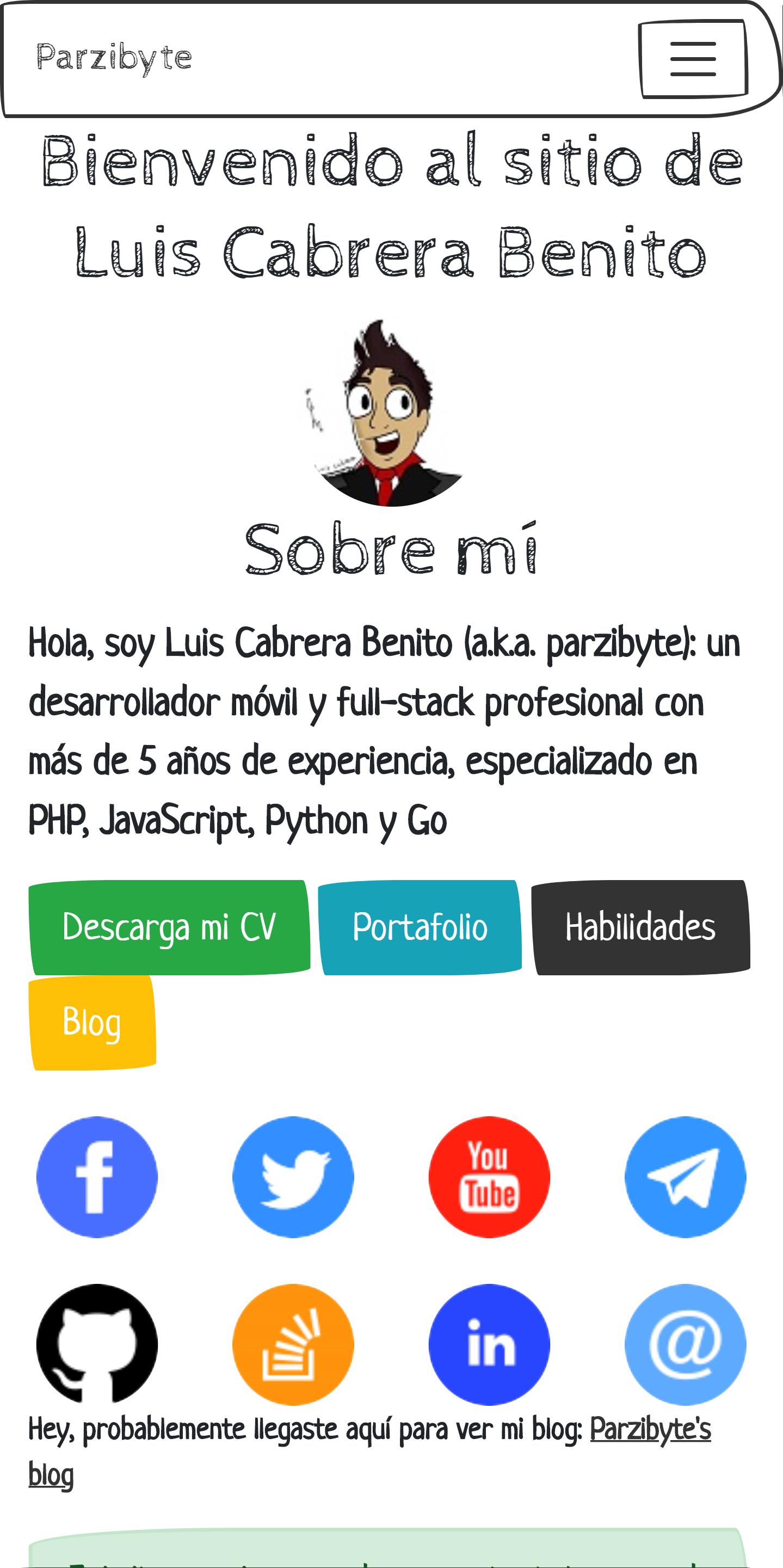 Página web parzibyte.me renovada para móviles