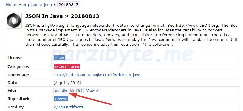 Descargar librería de JSON