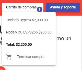 Carrito de compras en tienda electrónica con Angular y Node
