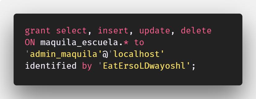 Dar permisos a usuario de MySQL con GRANT