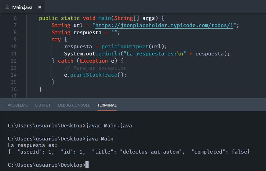 Probando petición HTTP GET con Java y JSONPlaceholder