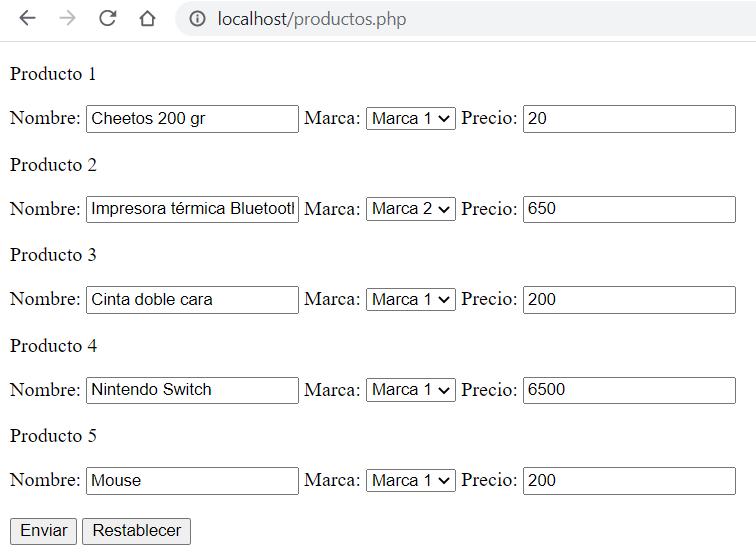Solicitar datos de 5 productos con PHP - Ejercicio de programación resuelto