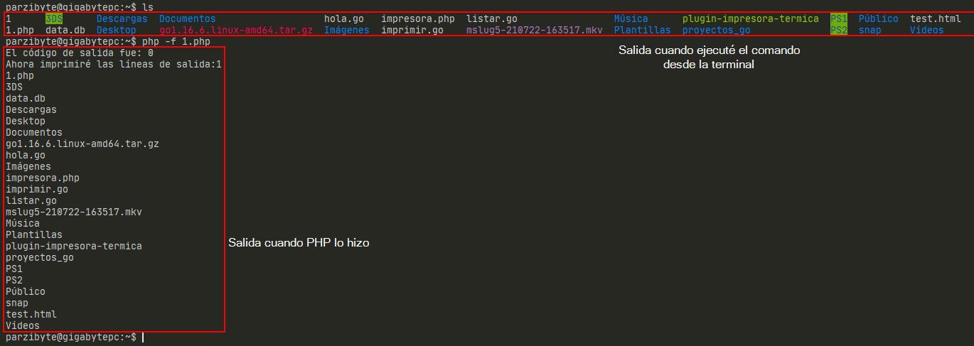 Ejecutar comando con PHP usando exec en Linux