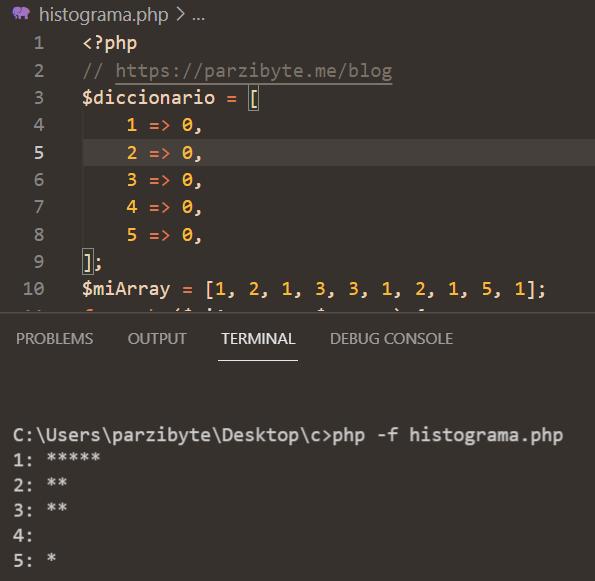 Histograma con PHP - Contar frecuencia de números