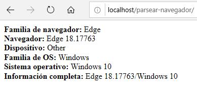 Navegador Edge corriendo sobre Windows 10