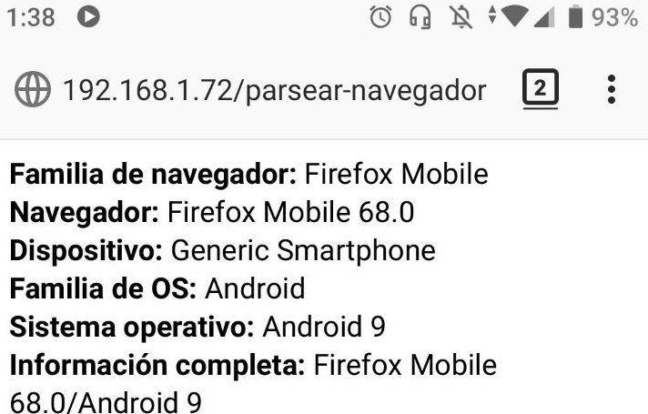 Firefox sobre Android 9