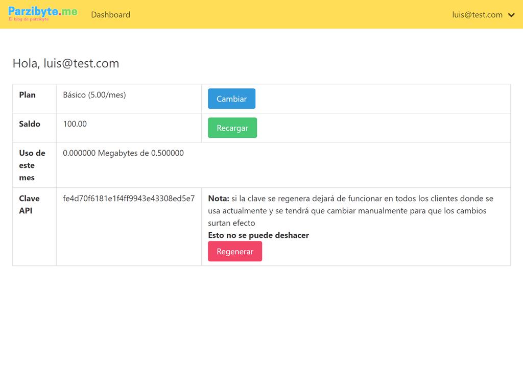 Dashboard para administrar plan de plugin para Impresora térmica