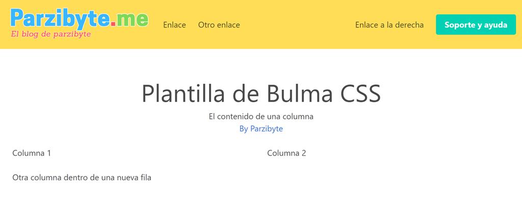 Plantilla de ejemplo para Bulma CSS