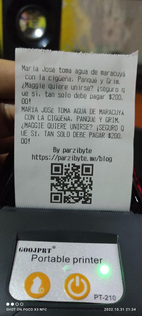 Ticket impreso en impresora térmica bluetooth usando plugin gratuito en Android