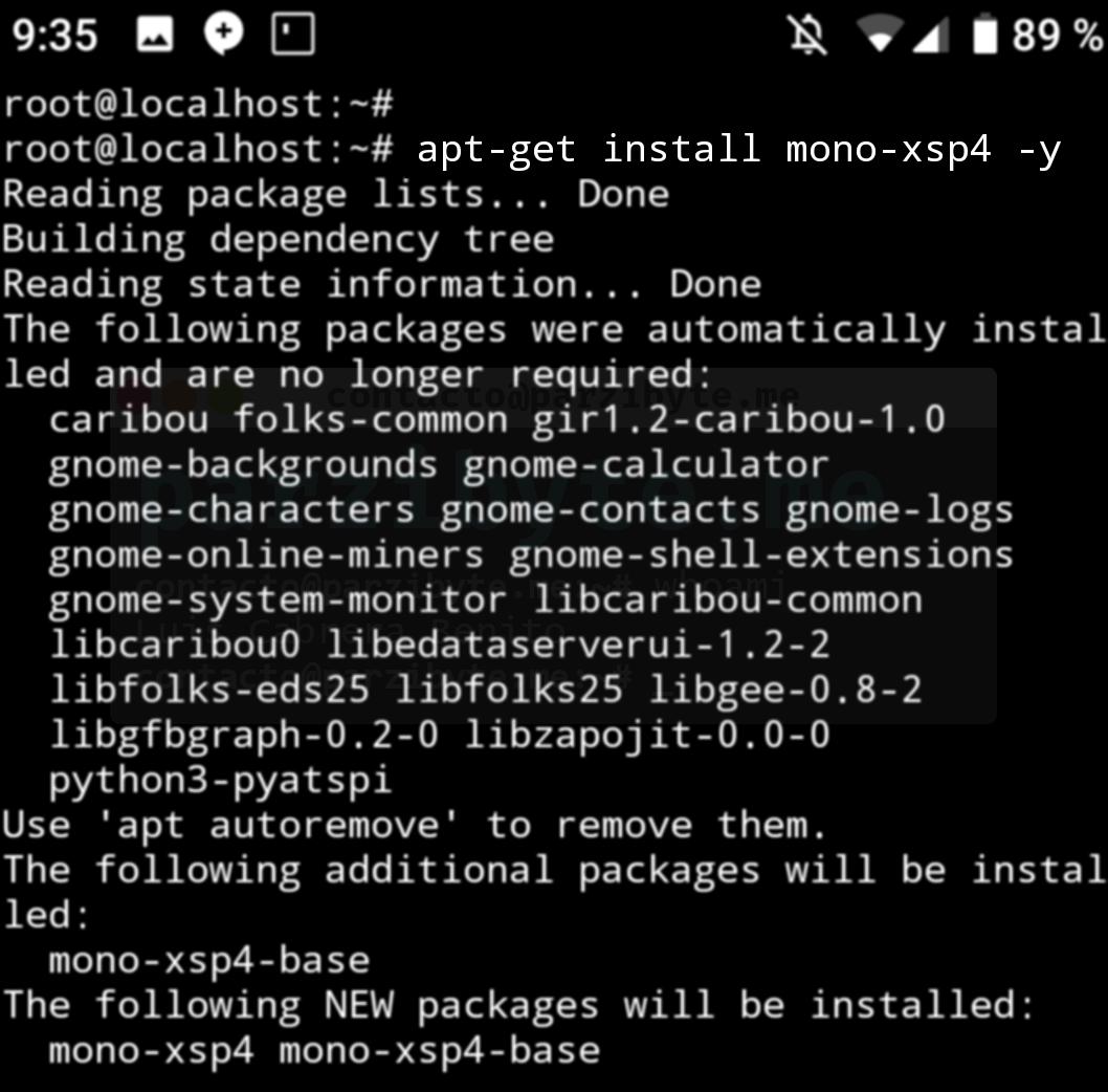 1 - Instalar paquete mono-xsp4 en Android con Ubuntu